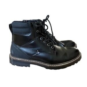 Sonoma Goods For Life Garner Boots Black Faux Leather Lug Sole 8.5
